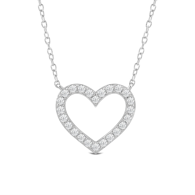 Petite Lab Created Diamond Studded Heart Necklace
