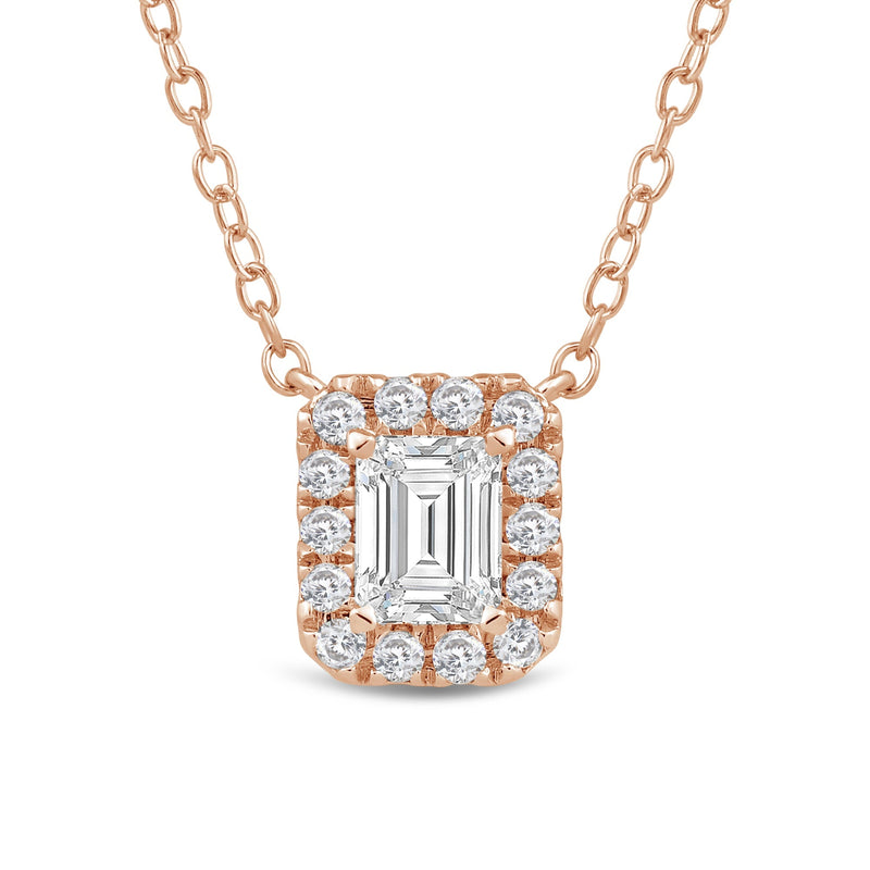 Halo Emerald Lab Created Diamond Necklace