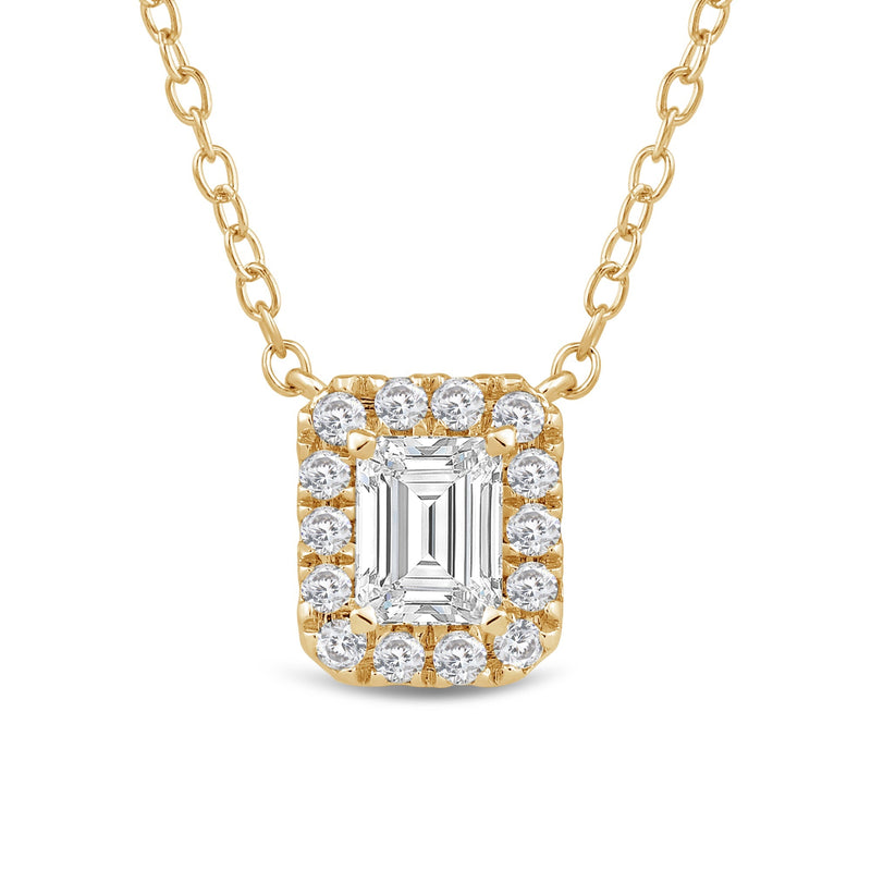 Halo Emerald Lab Created Diamond Necklace