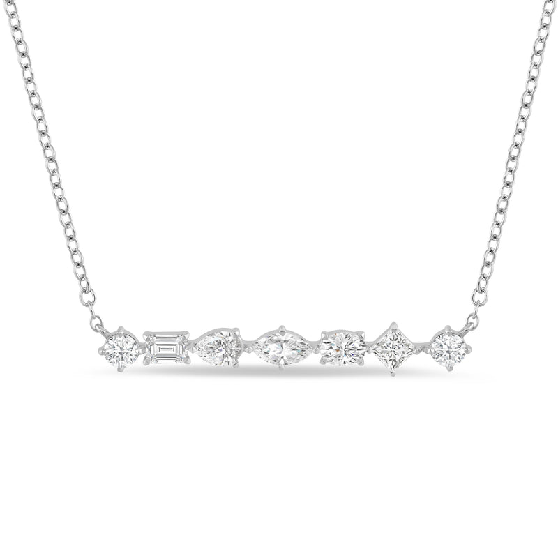 Mixed Fancy Shape Lab Created Diamond Bar Necklace