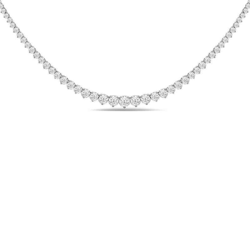Tapering Three-Prong Diamond Tennis Necklace