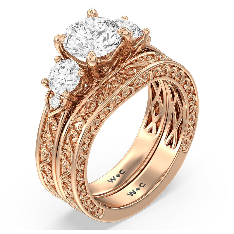 The Seraphine Tulip Three Stone Wedding Band