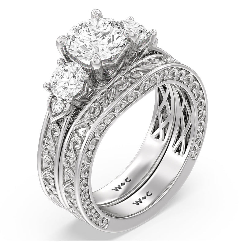 The Seraphine Tulip Three Stone Wedding Band
