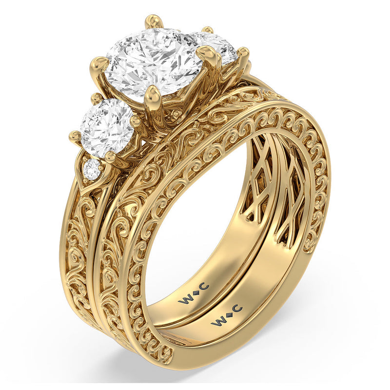 The Seraphine Tulip Three Stone Wedding Band