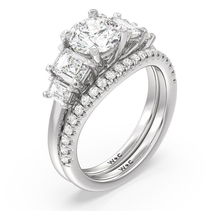 Trellis Side Stone Solitaire Diamond Wedding Band