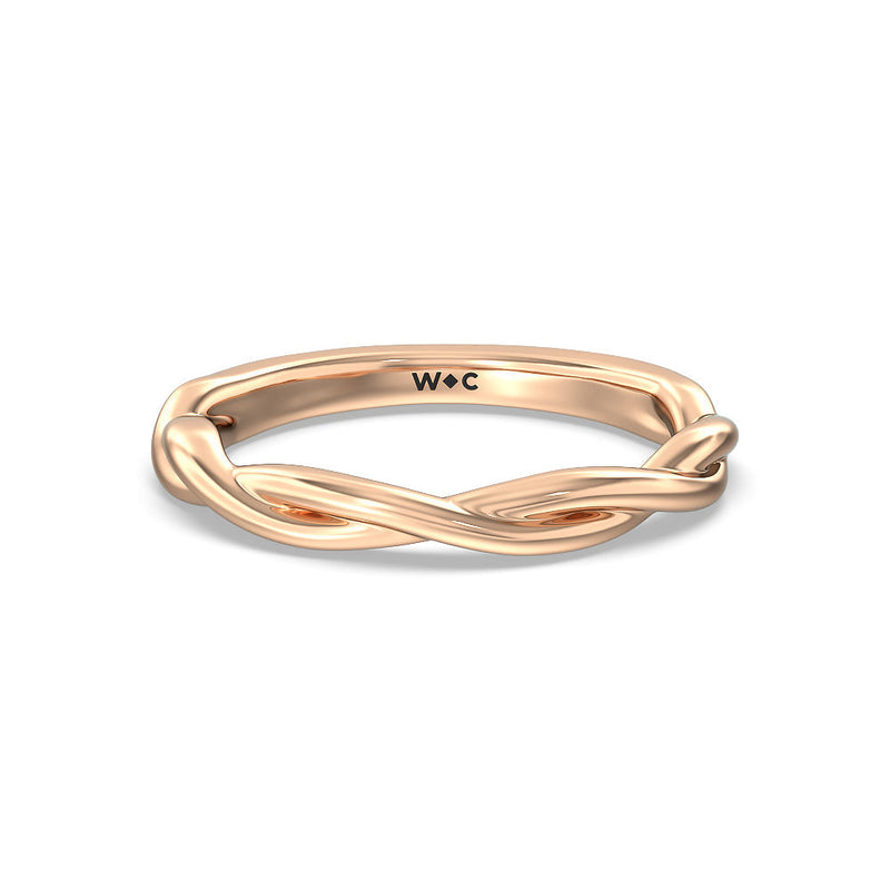 Twisted Shank Hidden Halo Solitaire Wedding Band