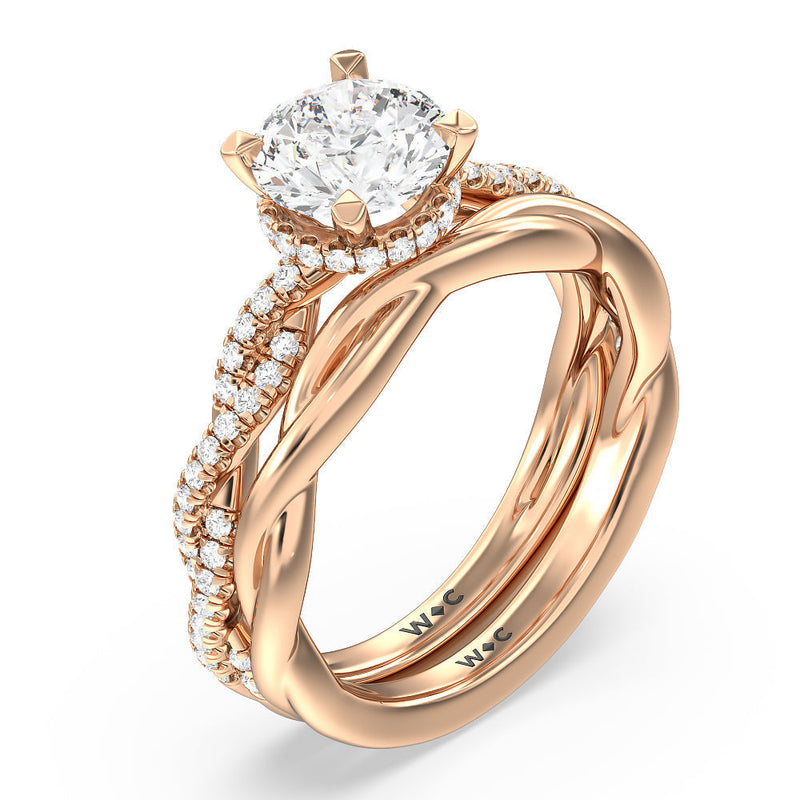 Twisted Shank Hidden Halo Solitaire Wedding Band