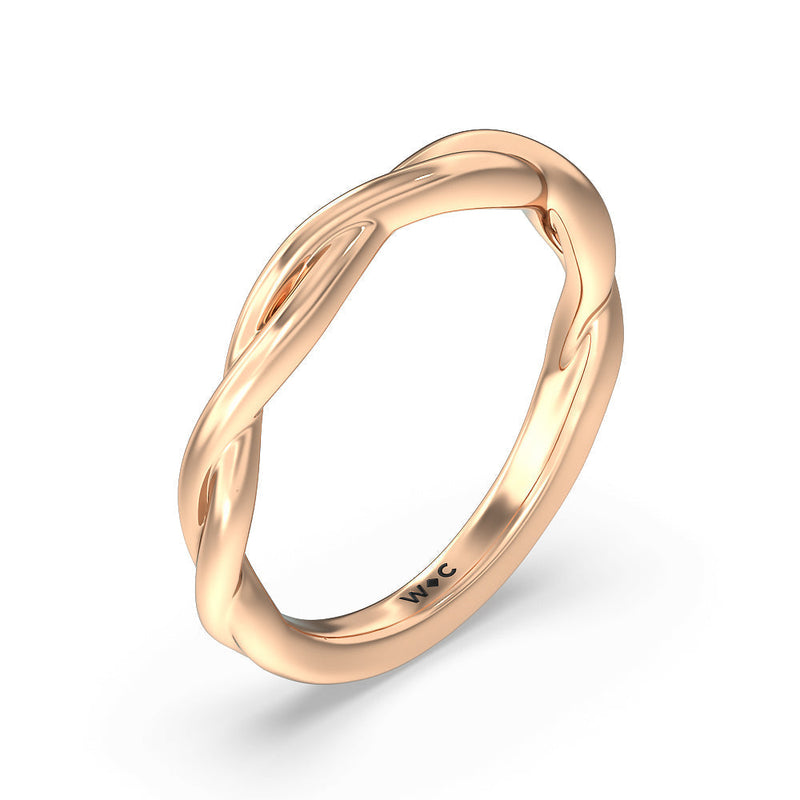 Twisted Shank Hidden Halo Solitaire Wedding Band