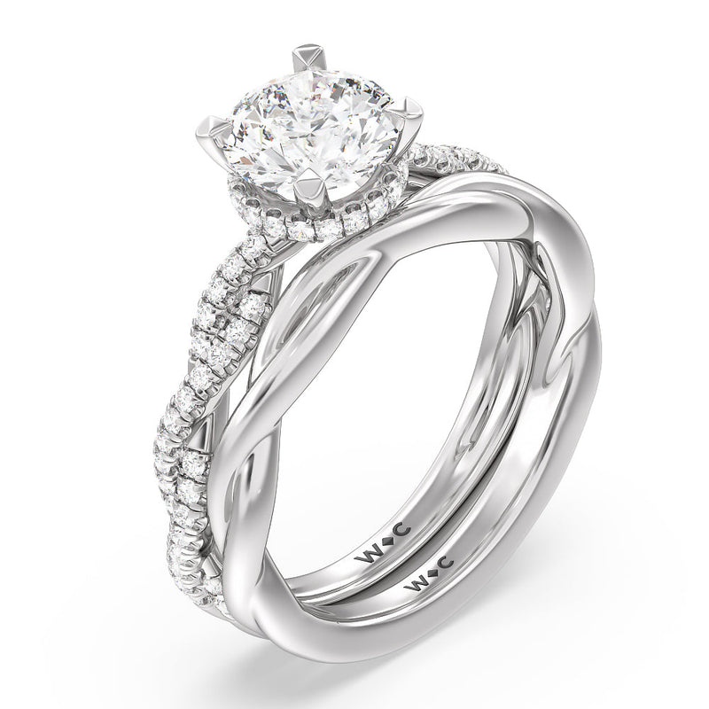 Twisted Shank Hidden Halo Solitaire Wedding Band
