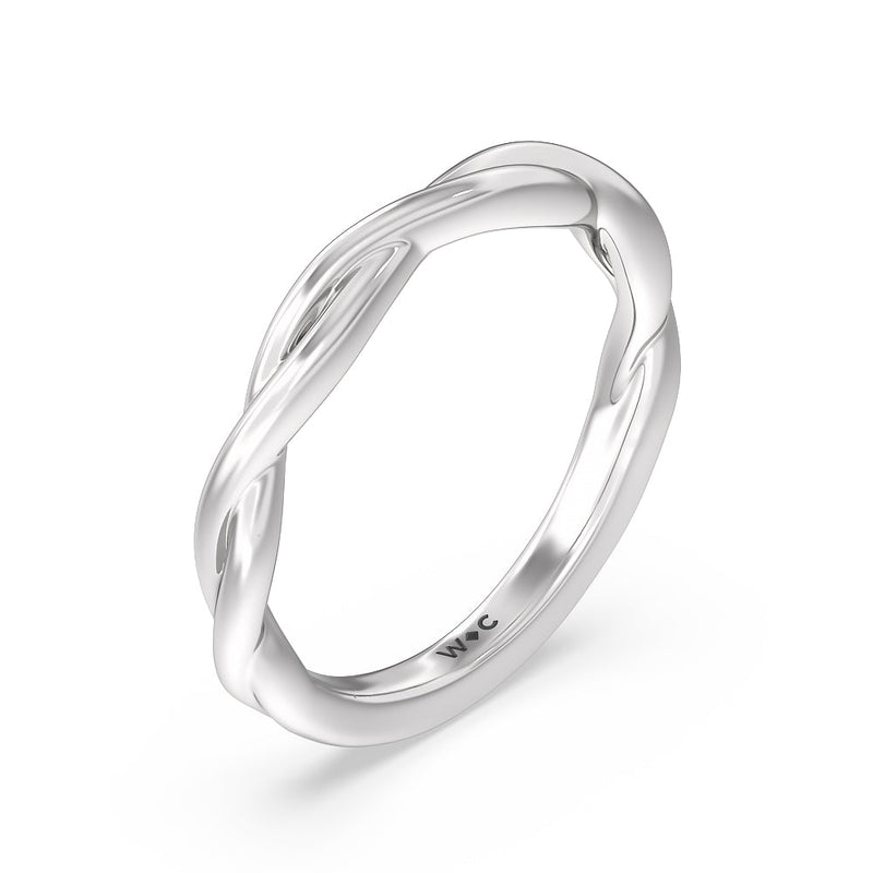Twisted Shank Hidden Halo Solitaire Wedding Band