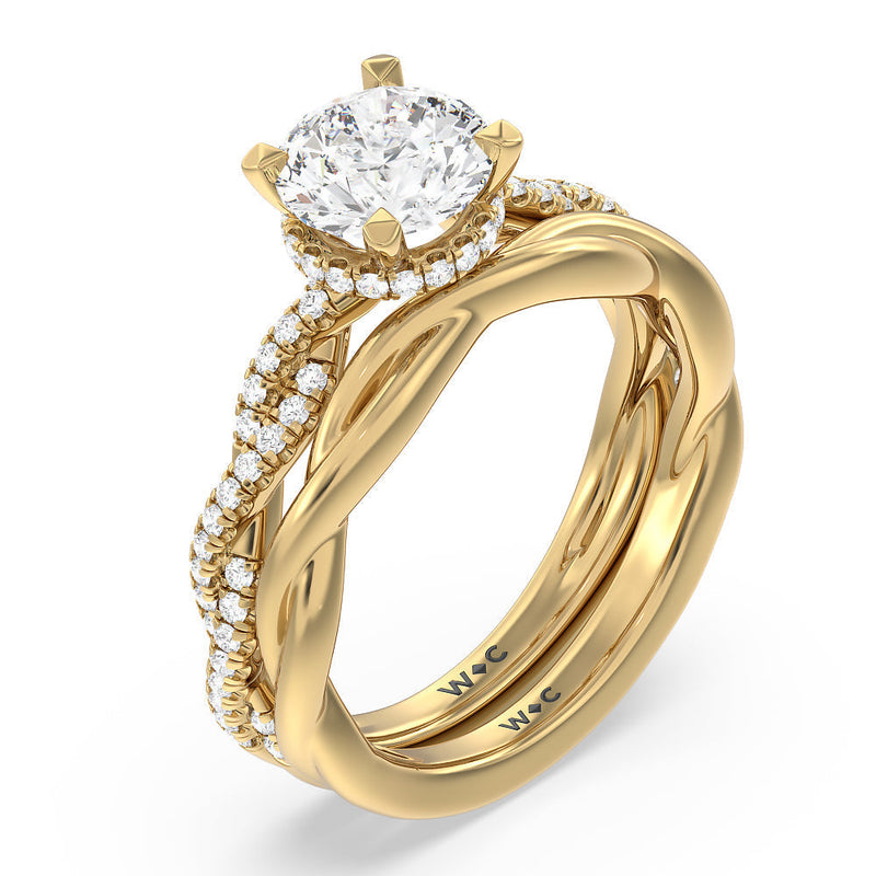Twisted Shank Hidden Halo Solitaire Wedding Band