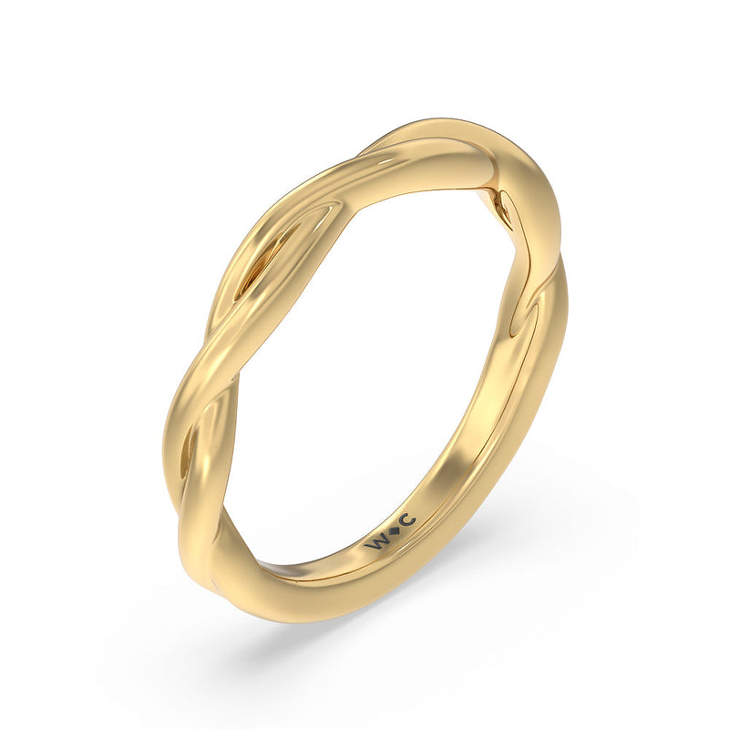Twisted Shank Hidden Halo Solitaire Wedding Band