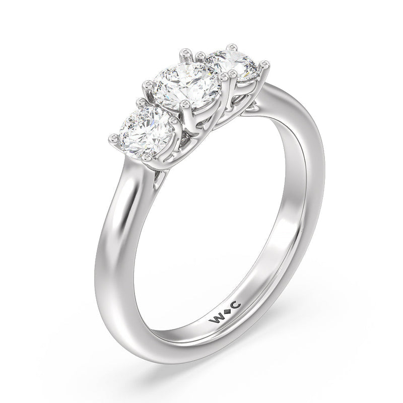 Classic Three Stone Round Brilliant Cut Diamond Ring (F+ SI+)