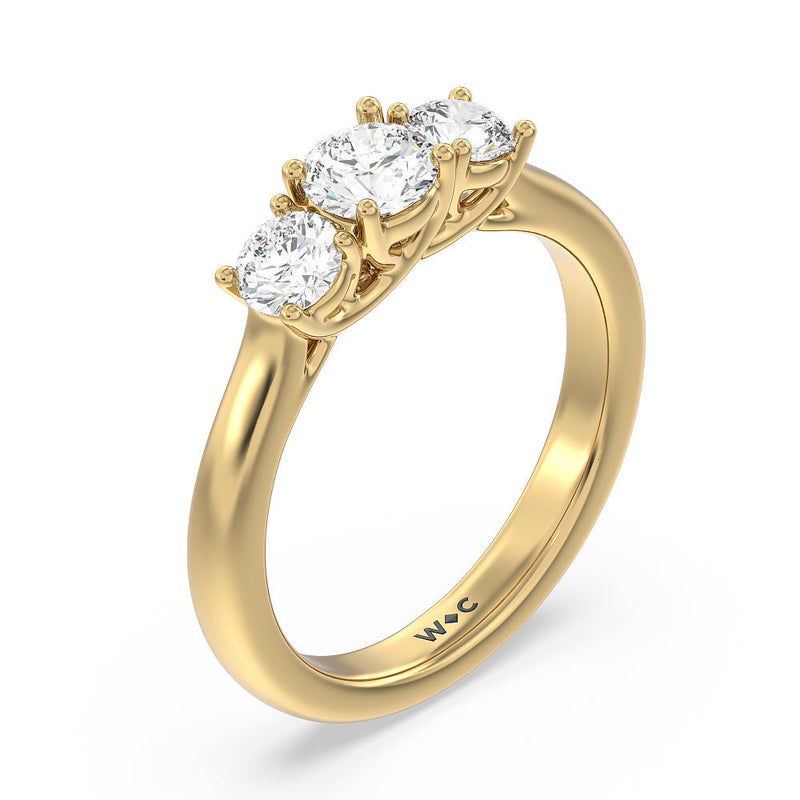 Classic Three Stone Round Brilliant Cut Diamond Ring (F+ SI+)
