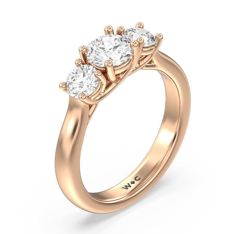 Classic Three Stone Round Brilliant Cut Diamond Ring (F+ SI+)