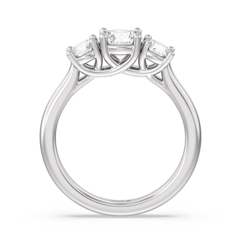 Classic Three Stone Round Brilliant Cut Diamond Ring (F+ SI+)