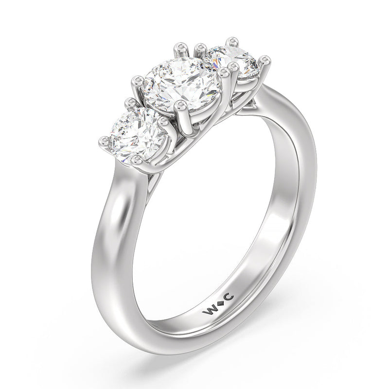 Classic Three Stone Round Brilliant Cut Diamond Ring (F+ SI+)