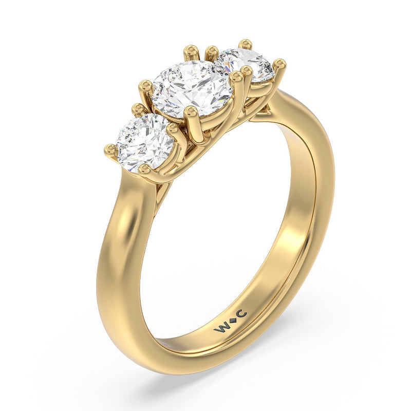 Classic Three Stone Round Brilliant Cut Diamond Ring (F+ SI+)