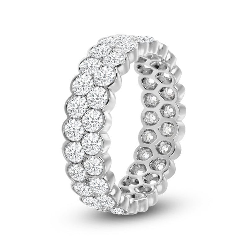 Scalloped Two Row Diamond Eternity Ring