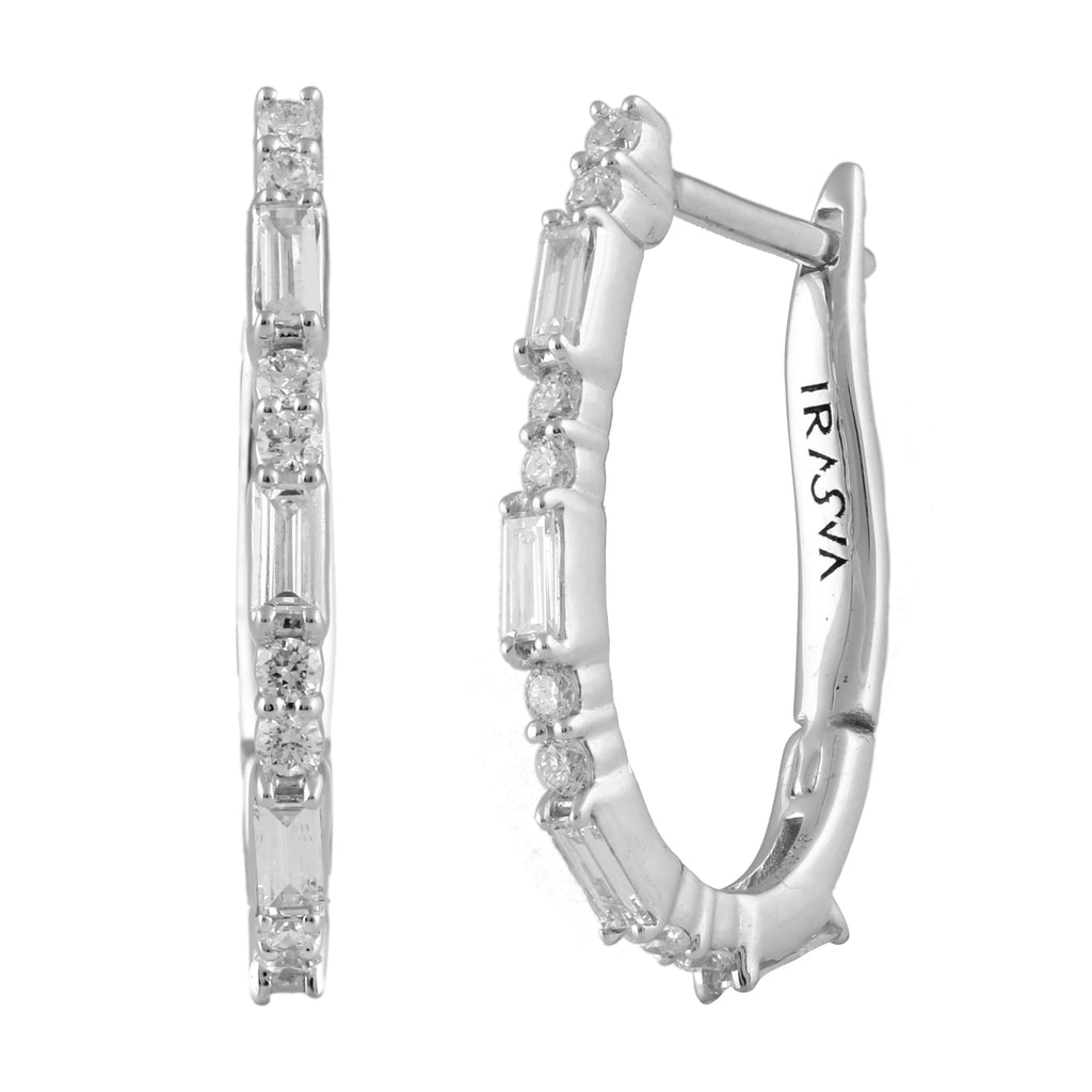 Circled Silver Harp Diamond Earrings
