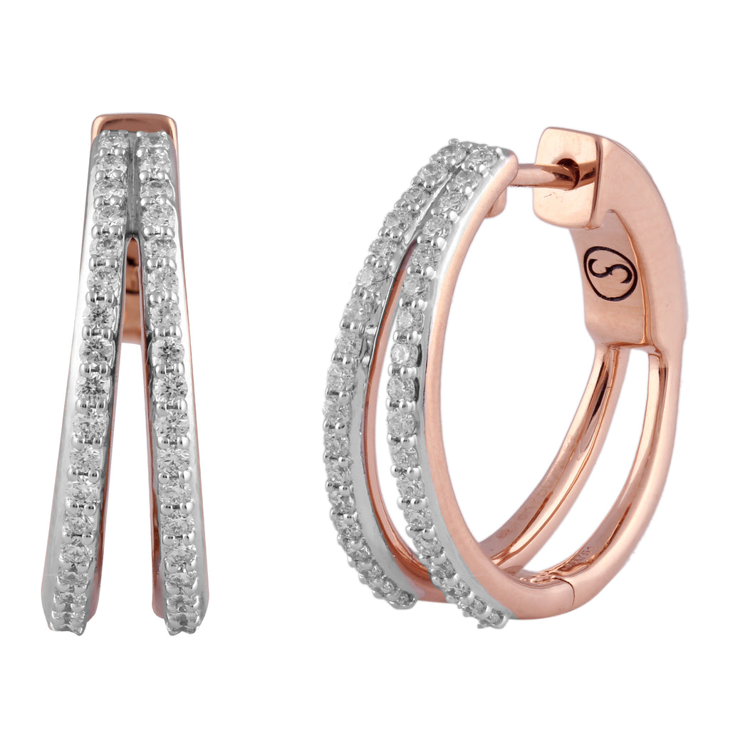 Circled Diamond Ring-A-Ring Diamond Earrings