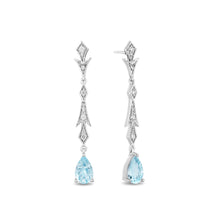Load image into Gallery viewer, Elsa Chandalier Earrings with 1/5 cttw diamond and Aquamarine Briolletes
