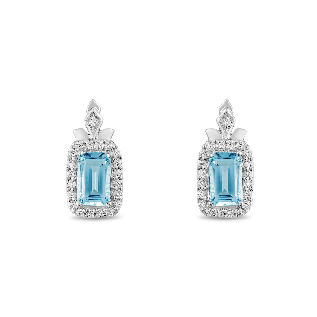 Elsa Earrings with Diamonds and Sky Blue Topaz