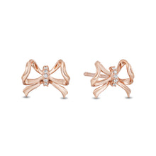 Load image into Gallery viewer, Snow White Bow Earrings with Diamonds
