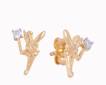 Load image into Gallery viewer, Tinker Bell Wand Studd Earrings with 1/20 cttw Diamonds
