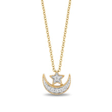 Load image into Gallery viewer, Jasmine Moon and Star Pendant with 1/5 cttw Diamonds
