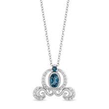 Load image into Gallery viewer, Cinderella Carriage Pendant with 1/10 cttw Diamonds and London Blue Topaz
