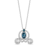 Cinderella Carriage Pendant with 1/10 cttw Diamonds and London Blue Topaz