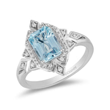 Load image into Gallery viewer, Elsa Ring with 1/10 cttw Diamonds and Sky Blue Topaz
