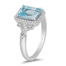 Load image into Gallery viewer, Elsa Ring with 1/6 cttw Diamonds and Sky Blue Topaz
