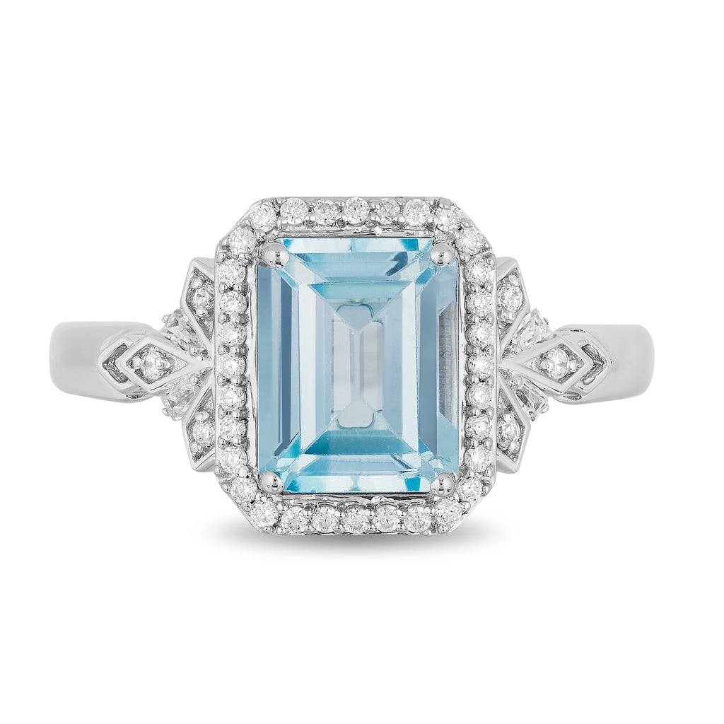 London Blue Topaz Diamond Halo Ring | Temple & Grace AU