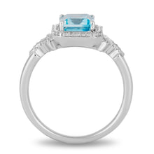 Load image into Gallery viewer, Elsa Ring with 1/6 cttw Diamonds and Sky Blue Topaz
