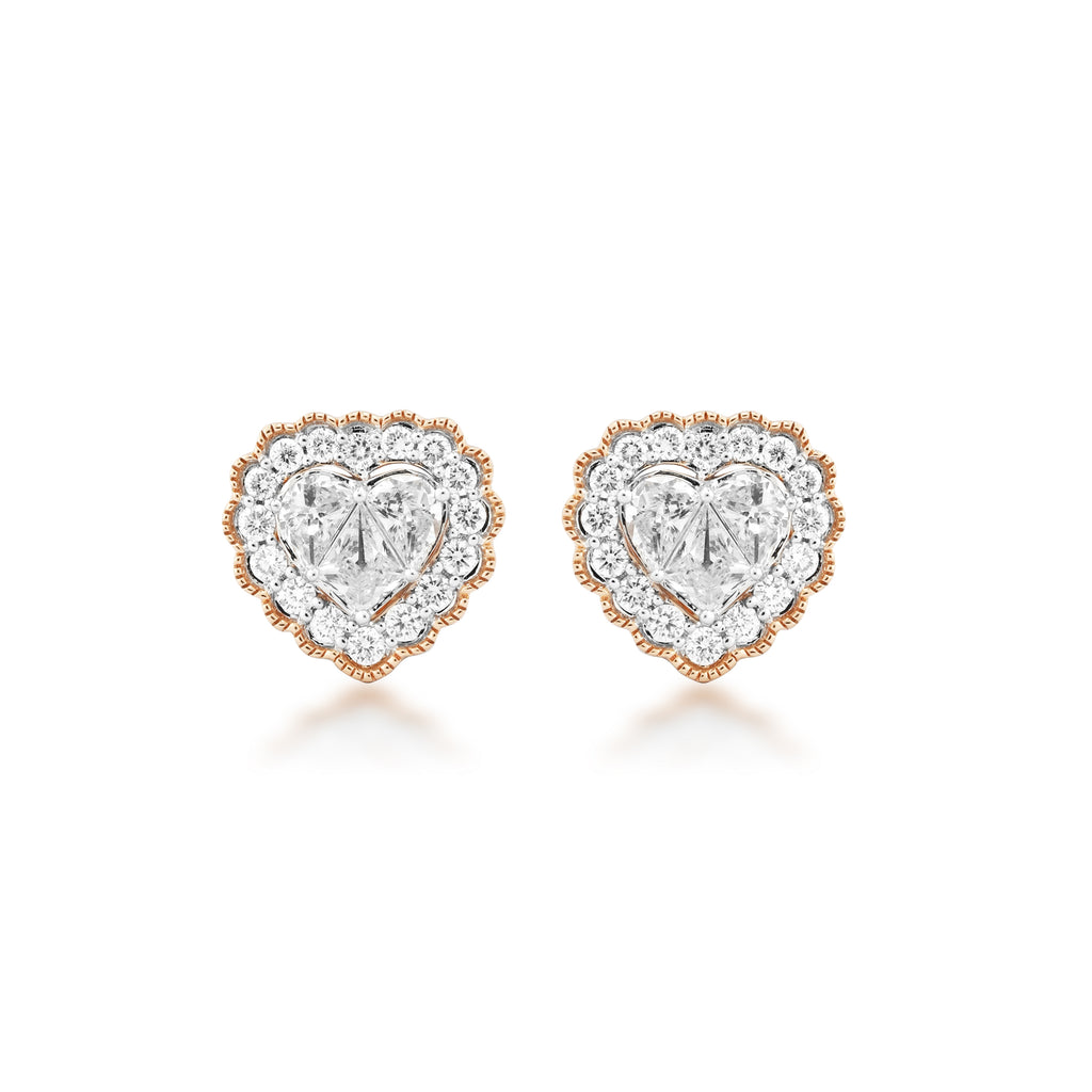 0.41ct Heart Shaped Mosaic Diamond Stud Earrings – Mark Broumand