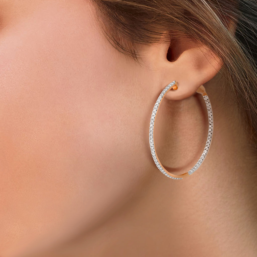 Circled Slim Diamond Earrings