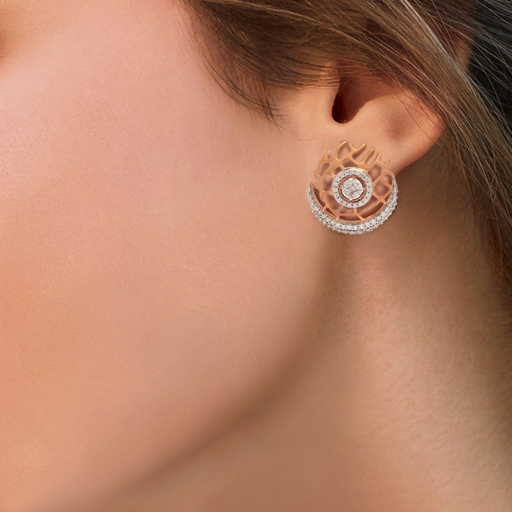 One Cateye Diamond Earrings